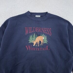 Vintage Wilderness Whitetail Deer Sweatshirt Large Briar‎ Creek Embroidered USA